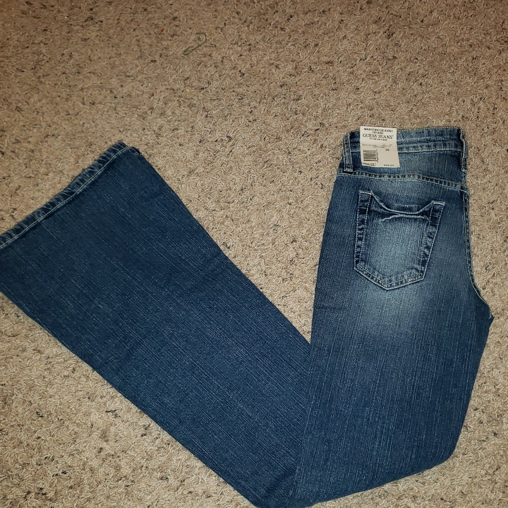 Guess Jeans Daredevil Flare Blue Denim Ambush Wash Low Rise Size 26 NWT